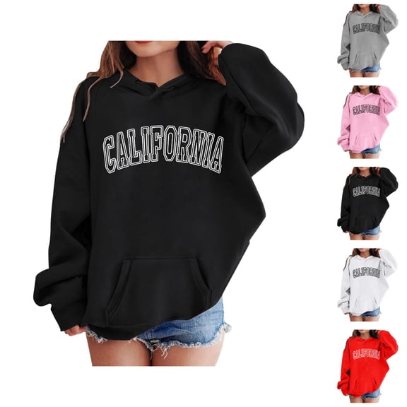 Girls California Hoodies Casual Long Sleeve Graphic Hooded Sweatshirt with Pockets Kids Pullover Tops