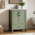 thumbnail image 3 of 24" Bathroom Vanity with Sink, Vintage Bathroom Cabinet Vanity with Doors & Drawers, Farmhouse Wooden Freestanding Bathroom Cabinet with Top, 3 of 8