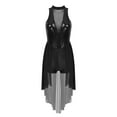 thumbnail image 6 of Aiihoo Shiny Sequins Lyrical Dance Dress Modern Contemporary High-Low Skirted Leotard Dancewear for Women Black S, 6 of 7