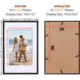 thumbnail image 2 of 11x17 Picture Frame Set of 4, Matted 8x12 Pictures with Mats, 11 x 17 Poster without Mat for Wall Hanging Display, Black, 2 of 7