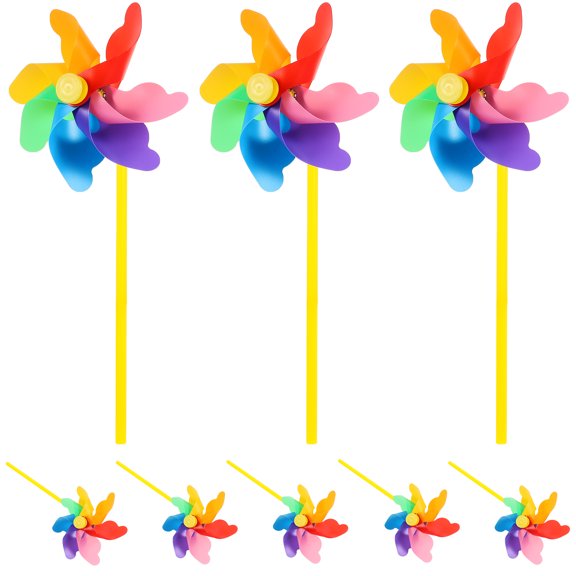 Raindrops Colorful Plastic Wind Spinners for Yard and Garden Decor Assorted Colors 8 Pieces