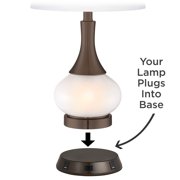 Barnes and Ivy Rustic Farmhouse Table Lamp 27 1/4 Tall with USB and AC Power Outlet in Base Bronze Hammered Beige Drum Shade for Bedroom Living Room
