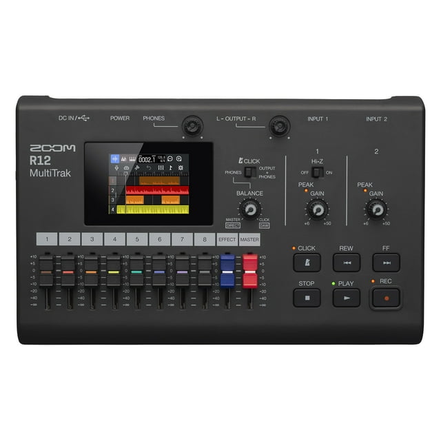 Dispositivo de grabación digital Zoom R12 MultiTrak con pantalla táctil
