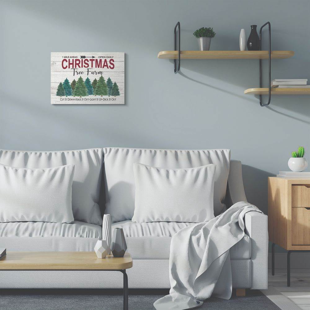 Stupell Industries Christmas Tree Farm Wood Texture Holiday Word DesignCanvas Wall Art By Artist Jo Moulton