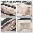 thumbnail image 4 of Bolsa de maquillaje de viaje HauteHues de gran capacidad, impermeable, negra, 4 of 6