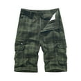 thumbnail image 6 of BADHUB Mens Plaid Cargo Shorts Big and Tall with Multi-Pocket Cotton Shorts Zipper Button Dressy Hiking Shorts Clearance Army Green S, 6 of 6