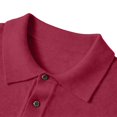 thumbnail image 4 of TOUMENY Men Sweater Casual Button Down Collared Long Sleeve Slim Fit Knitted Pullover Fall Winter Warm Solid Color Fashion Tops Wine XL, 4 of 6