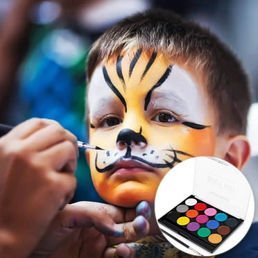 Face Paint Kit Professional Face Painting Kit,Professional Body Art Face Painting Kit Water Based Removable Body Paints 15 Colors Palette with 2 Paintbrushes