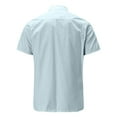 thumbnail image 4 of Men's Solid Color Casual Button Down Short Sleeve Blouse - Lightweight Polyester, Relaxed Fit, Machine Wash - S-XXXXL, 4 of 5