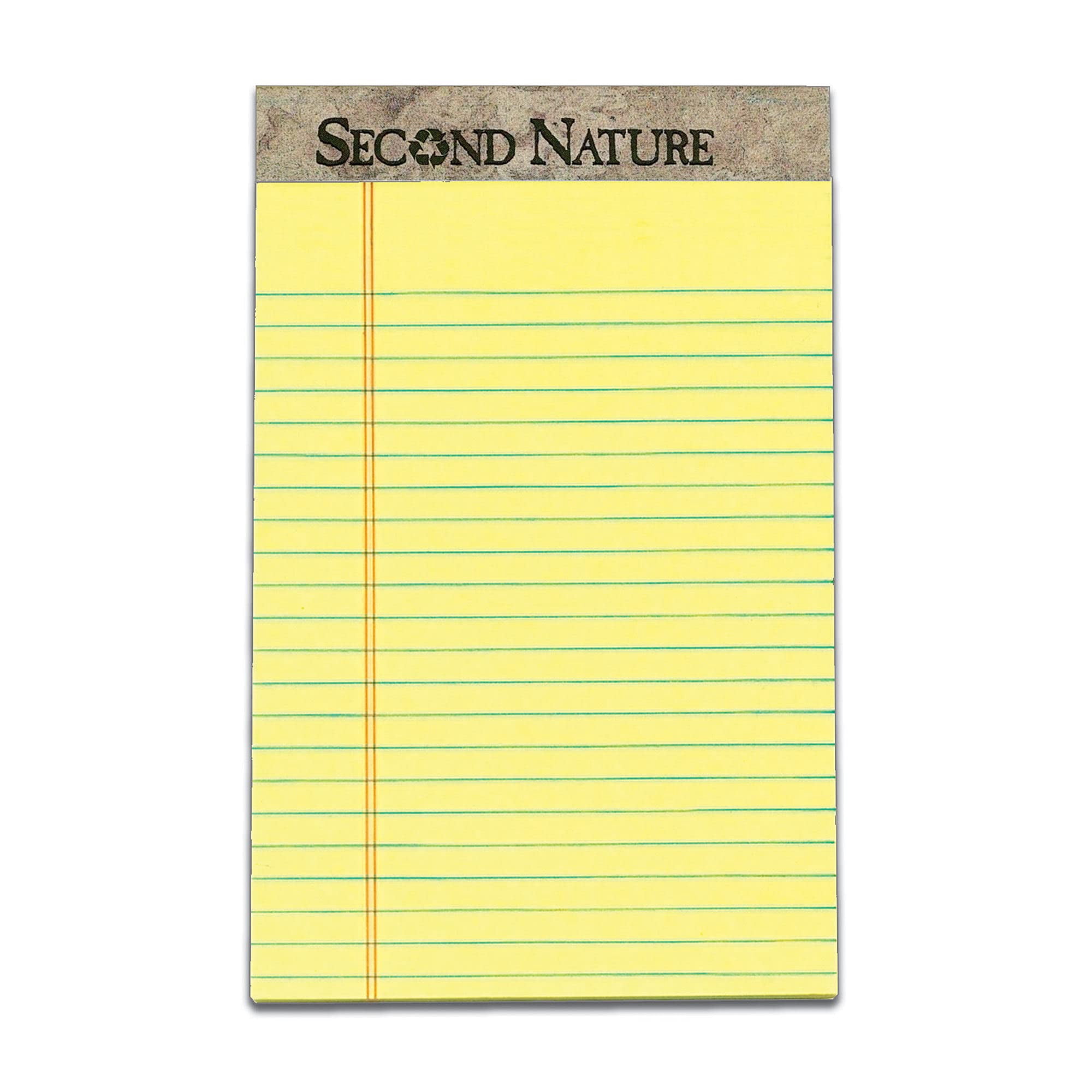 TOPS 74840 50 Sheet Second Nature 5 in. x 8 in. Narrow Rule Recycled Ruled Pads - Canary (1 Dozen)