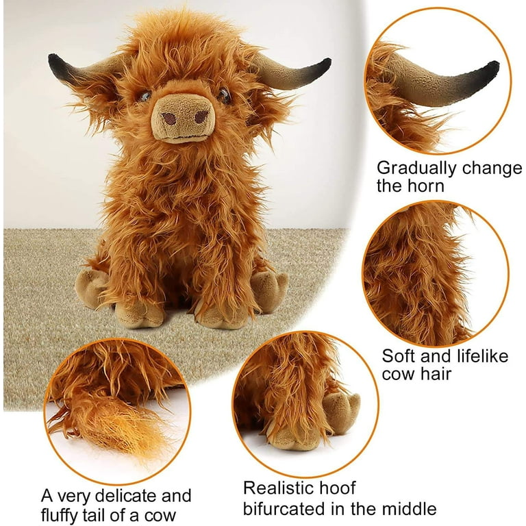 MAIMR884 Scottish Highland Cow Plush Toy, Cute Stuffed Animal