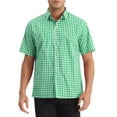 thumbnail image 1 of Camisas de vestir de cuadros INSPIRE CHIC para hombres de manga corta 2XL Verde, 1 of 6