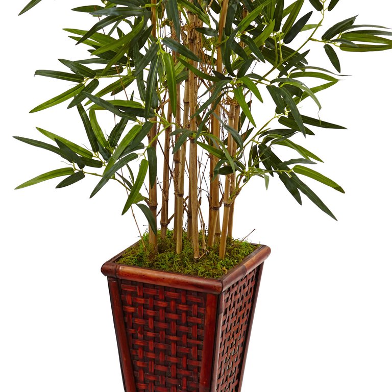 Nearly Natural 4.5ft. Bamboo Artificial Tree in Bamboo Planter 