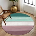 thumbnail image 3 of Round Area Rug 5 Ft, Purple Green Wood Grain Washable Non-Slip Circle Carpet for Living Room/Bedroom, Rustic Retro Wooden Plank Low-Profile Runner Mats Collection Rugs for Indoor, 3 of 7