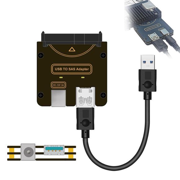 Lttoisl USB 3.2 Gen 1 to SAS 29-Pin Hard Drive Adapter | External SAS HDD Data Converter for Easy Computer Connection, 6Gbps Speed