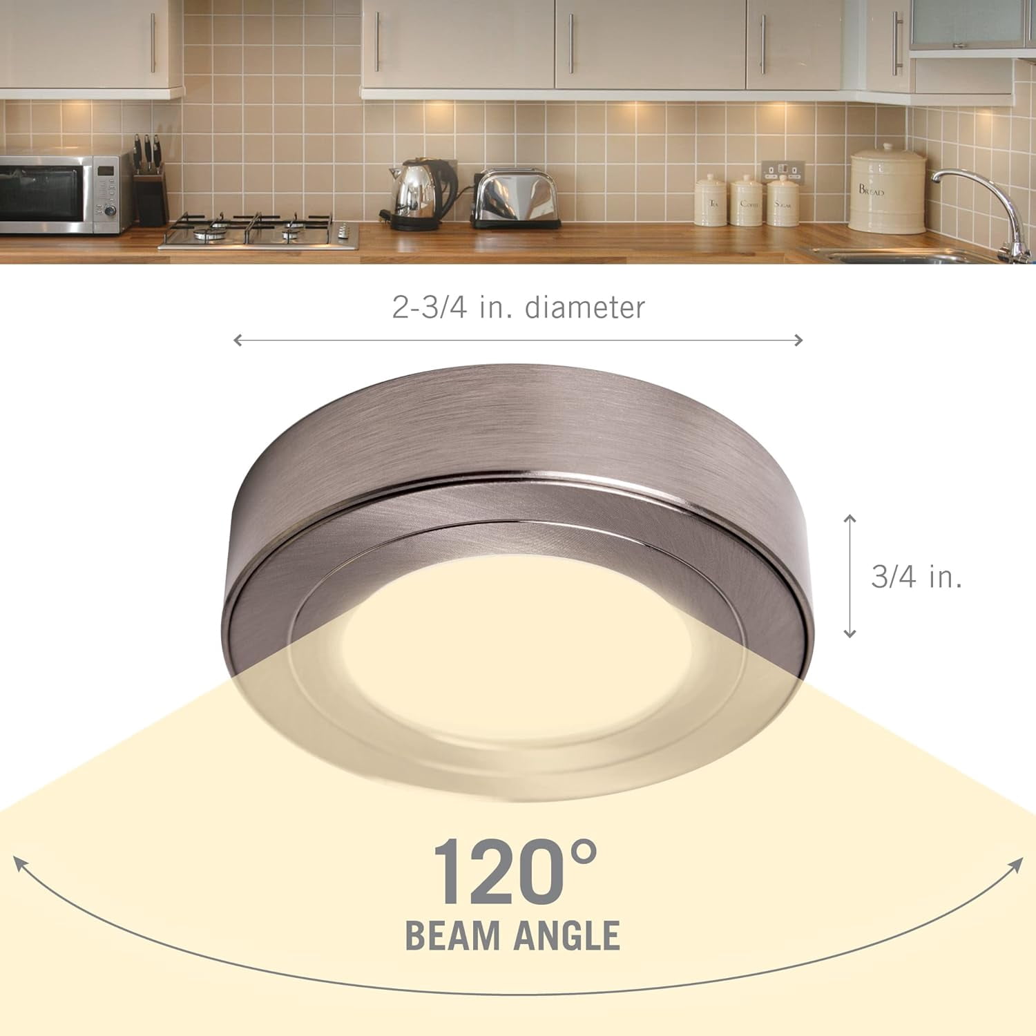 JJEAN-PureVue SoftBright-White (3000K) Dimmable LED Puck Light, Matte Black Finish, (233413)