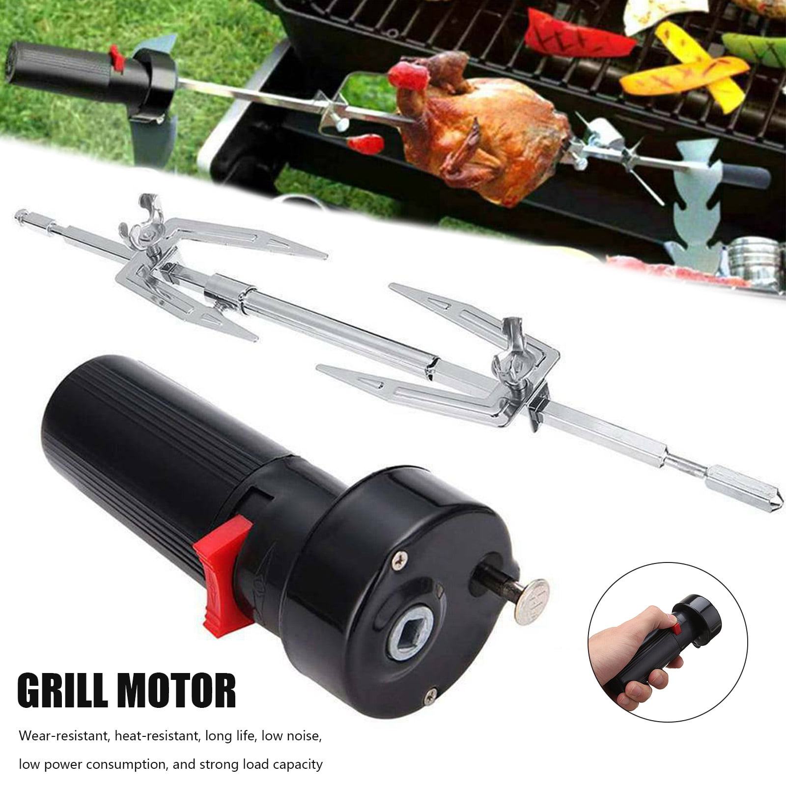 DC 1.5V D Size Battery Powered Solid Barbecue Grill Rotator Motor BBQ Roast Bracket Accessory Battery Powered Grill Rotator