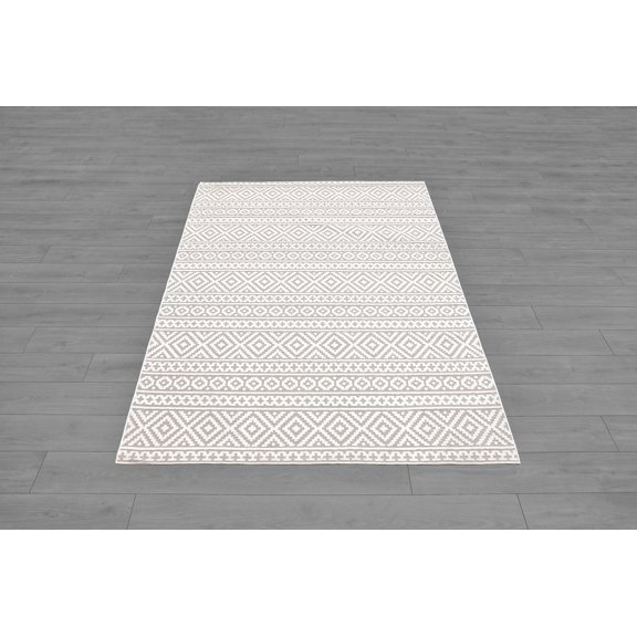 Santorini Beige Cream Argyle Modern Contemporary Area Rug Tapis Carpet For Living Room Bedroom Kitchen