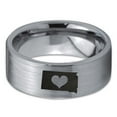 thumbnail image 2 of Tungsten South Dakota The Mount Rushmore State Heart Band Ring 8mm Men Women Comfort Fit Gray Flat Cut Brushed Polished, 2 of 4