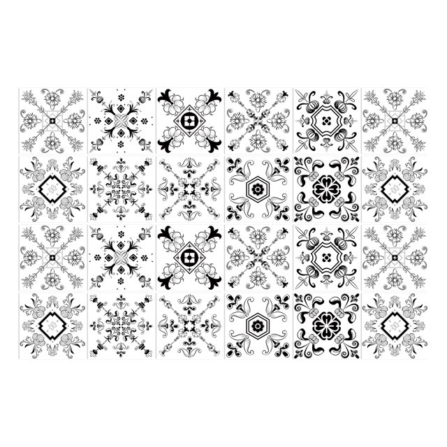 24pcs Retro Grey Kitchen Tile Sticker Wall Waterproof Self Adhesive Wallpaper PVC Furniture Cabinet Surface DIY Decorative Decal