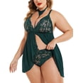 thumbnail image 4 of SUCS Plus Size Lingerie for Women Sexy Lace Babydoll Mesh Choker Sleepwear L-5XL, 4 of 6