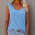 thumbnail image 5 of ClodeEU Women's Waffle Knit Crewneck Sleeveless Tank Top ,Solid Color Casual Cami Light Blue,Women's Plus L, 5 of 7