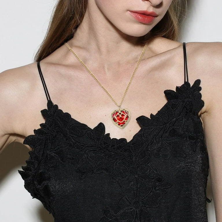 YUHAOTIN Long Silver Necklaces for Women Modern Popular Couples Must Have Matching Love Necklace Matching Red and Blue Gifts for Women Birthday Unique