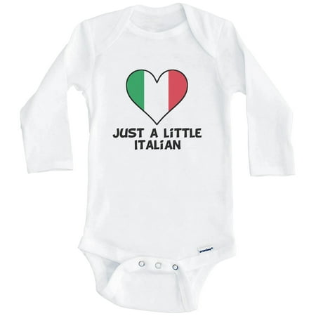 

Just A Little Italian Baby Bodysuit - Funny Italy Flag Baby Bodysuit (Long Sleeve) 6-9 Months White