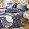 thumbnail image 4 of Davulos Dark Blue Comforter Set Queen Size 7 Pieces Shabby Chic Bedding Boho Bed in a Bag Queen Lightweight Bed Set with Comforter, Sheets, Pillowcases & Shams, 4 of 10