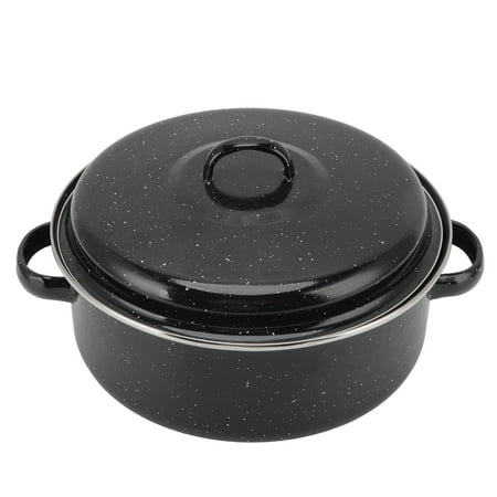 

Roasting Pan With Lid Non Stick Roasting Pan Black Enamel Speckled Finish For Barbecue For Baked Sweet Potatoes For Household Iron Cover 26cm