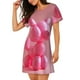 thumbnail image 2 of Balery Pink Balloon Puppy Art Camisón de manga corta con cuello redondo para mujer, cómodo y elegante., 2 of 6
