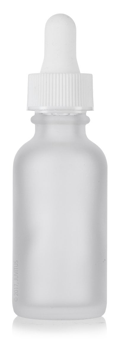 Download Frosted Clear Glass Boston Round Dropper Bottle With White Top 1 Oz 30 Ml Walmart Com Walmart Com