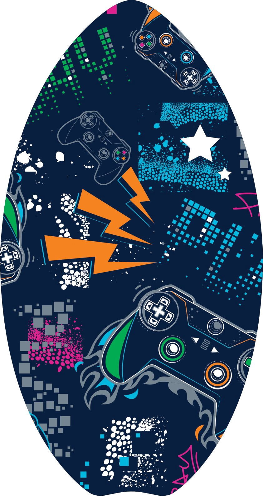Bluewater Beach 35" Wood Skim Board with Fun Multicolor Design, Recommended Age 12+