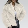 thumbnail image 6 of Women Faux Fur Coat Long Sleeve Lapel Open Front Jacket Warm Fluffy Short Outwear, 6 of 6