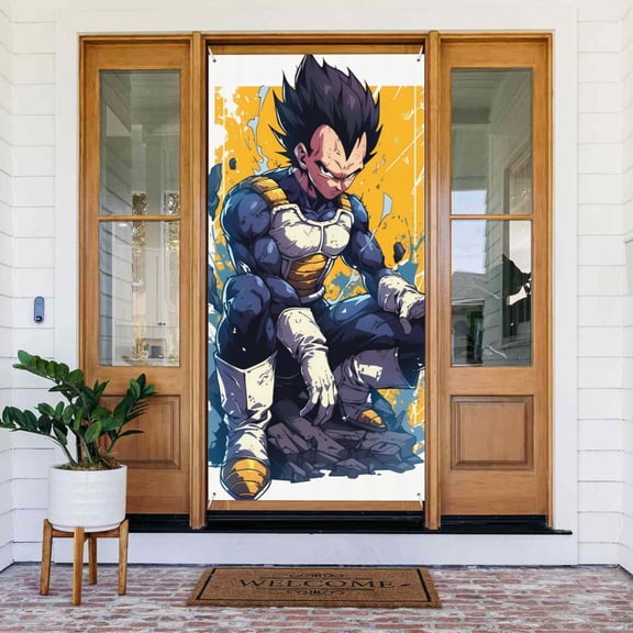 Dragon Ball Door Cover Polyester Banner Outdoor Decoration Accessories For Porch Garden Patio Party Backdrop, 35.4 X 72.8 Inches