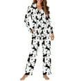 thumbnail image 2 of FOR U DESIGNS Black Cat Button Pajamas for Womens Button Down Pajama Sets 2 Piece Size XS Long Sleeve Pj Pants Set Sleepwear Long V-neck Tops Nightwear for Women, 2 of 7