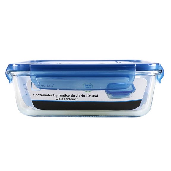 Contenedor Mainstays Hermético de Vidrio 1040 ml Azul