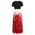 thumbnail image 4 of LOVZFMLL Robe Maxi Bohème Vintage Décontractée à Manches Courtes et Col Rond pour Femmes Rouge G, 4 of 5