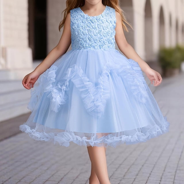 Robes pour Filles Robe de Mariée en Dentelle Irrégulière Couleur Unie Robe Bouffante Jupe