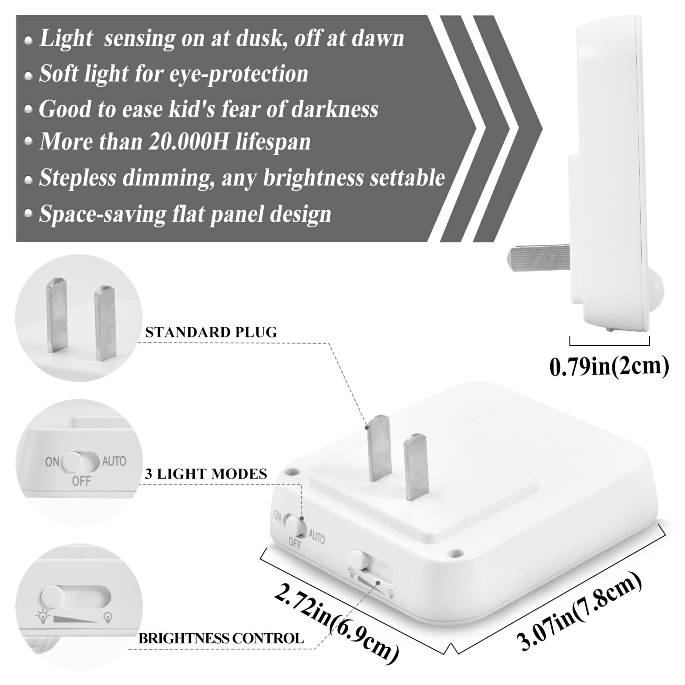 Sleepy Fox 2 Pack Night Light with Motion Sensor, Adjustable Warm LED Light