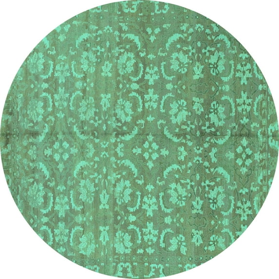 Ahgly Company Indoor Round Abstract Turquoise Blue Modern Area Rugs, 8' Round