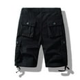 thumbnail image 3 of MIUOWANP Men's Loose Fit Multi Pockets Casual Shorts，Plus Size Solid Color Cotton Adjustable Cuffs Cargo Shorts Size XXXXL(14)Black, 3 of 3