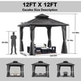 thumbnail image 5 of MEWANG 12'x 12'Outdoor Hardtop Gazebo, Metal Double Roof Canopy Gazebo with Curtains and Nettings for Patio,Party., 5 of 7