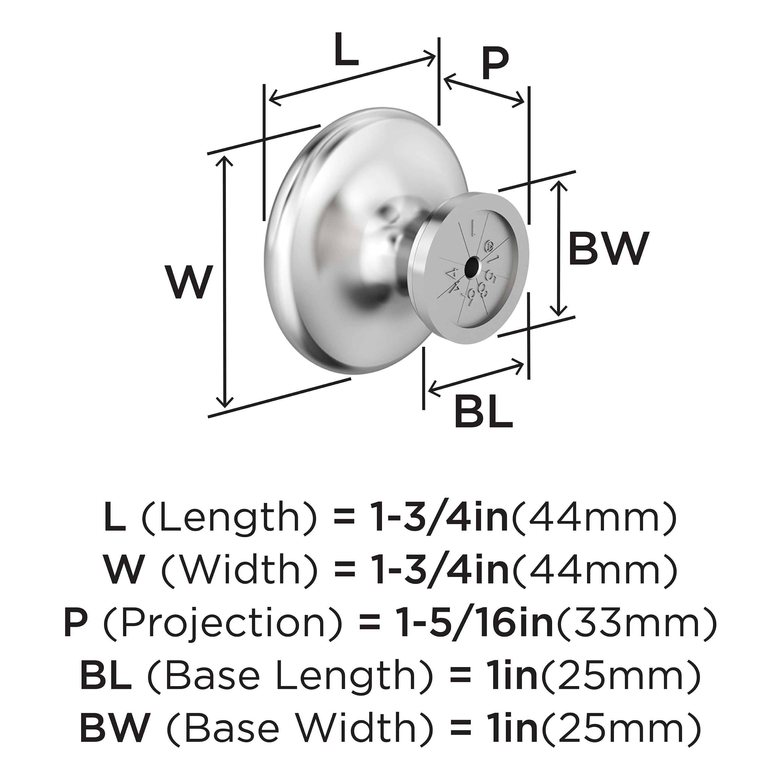 Amerock Inspirations 1-3/4 inch (44mm) Diameter Polished Chrome Cabinet or Furniture Knob, 10 Pack