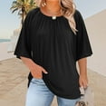 thumbnail image 2 of Horkkom Plus Size Tops for Women Summer Crew Neck Short Sleeve Shirts Casual Loose Solid Color Blouses L, 2 of 6