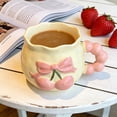 thumbnail image 4 of Handcrafted Ceramic Coffee Mug with Unique Bows Designs Drinking Cup Porcelain Drinkware for Home Travel Use Handmade Ceramic Coffee Cup for Women, 4 of 6
