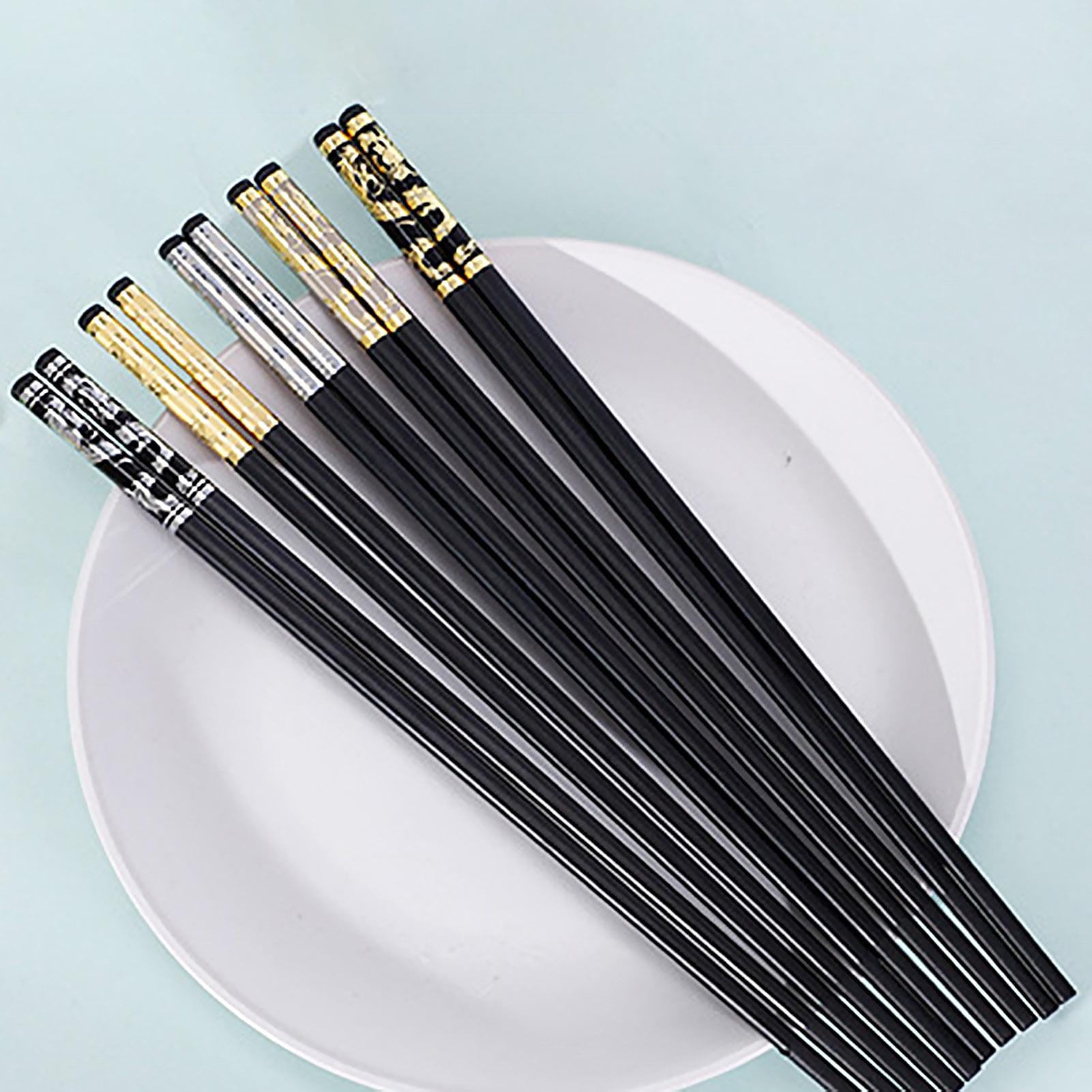 Grofry 1 Pair Chopsticks Non-Stick Tableware Eco-Friendly Dragon Pattern Print Food Stick Household Supplies, Other