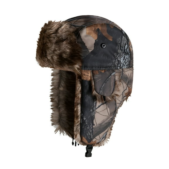 LAMIRO Unisex Cap Camouflage Plush Lining Ear Protection Brimless Windproof Autumn Winter Thicken Riding Trapper Hat for Outdoor