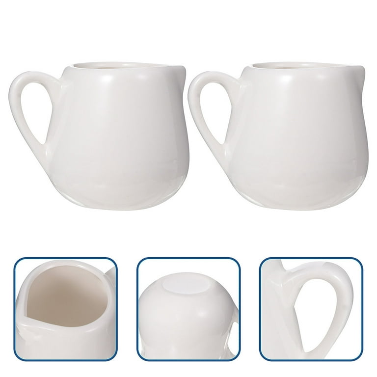 2pcs Ceramic Pitcher Small Creamer Pitcher Latte Art Pitcher Coffee Syrup Pitcher, Size: 8.5X6X7.5CM