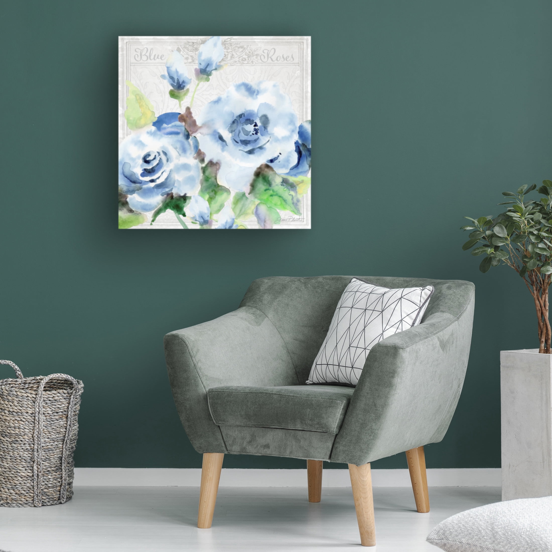 Canvas Wall Art - Jean Plout 'Watercolor Roses A' Wall Art for Living Room, Bedroom, or Office Décor by Trademark Fine Art - 24 x 24 Inches
